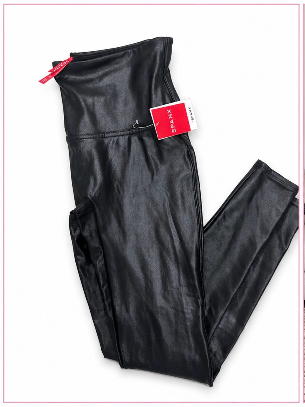 SPANX Black Faux Leather Leggings - Large
